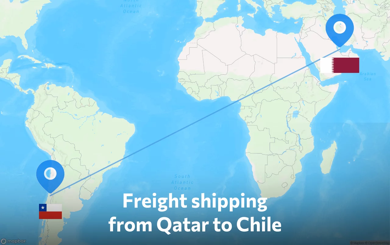 Shipping route from Qatar to Chile
