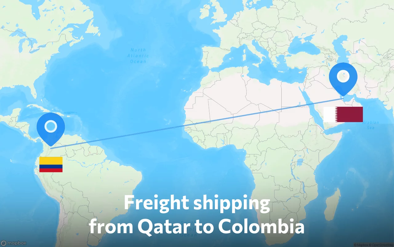 Shipping route from Qatar to Colombia