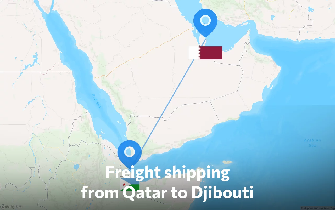 Shipping route from Qatar to Djibouti