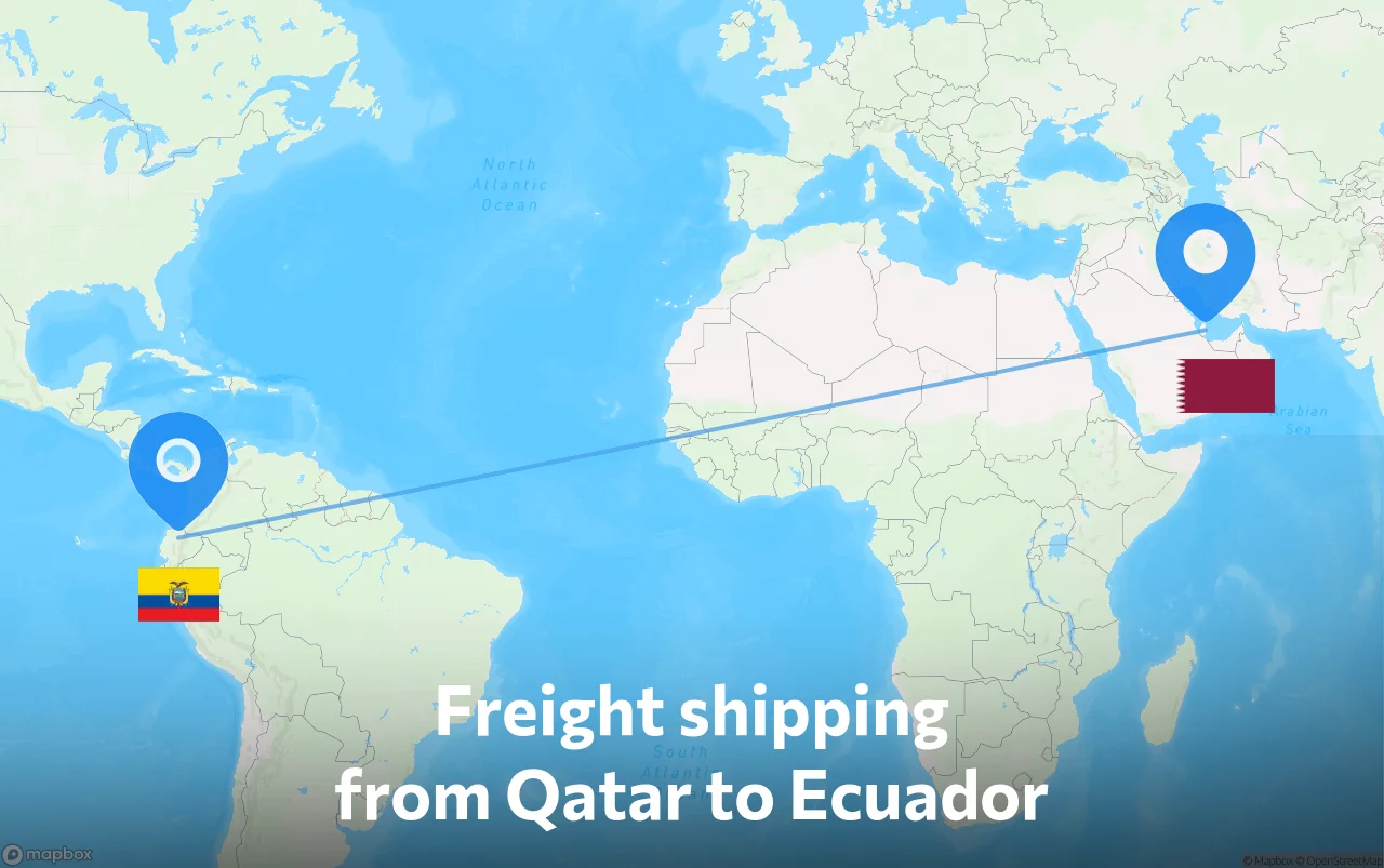 Shipping route from Qatar to Ecuador