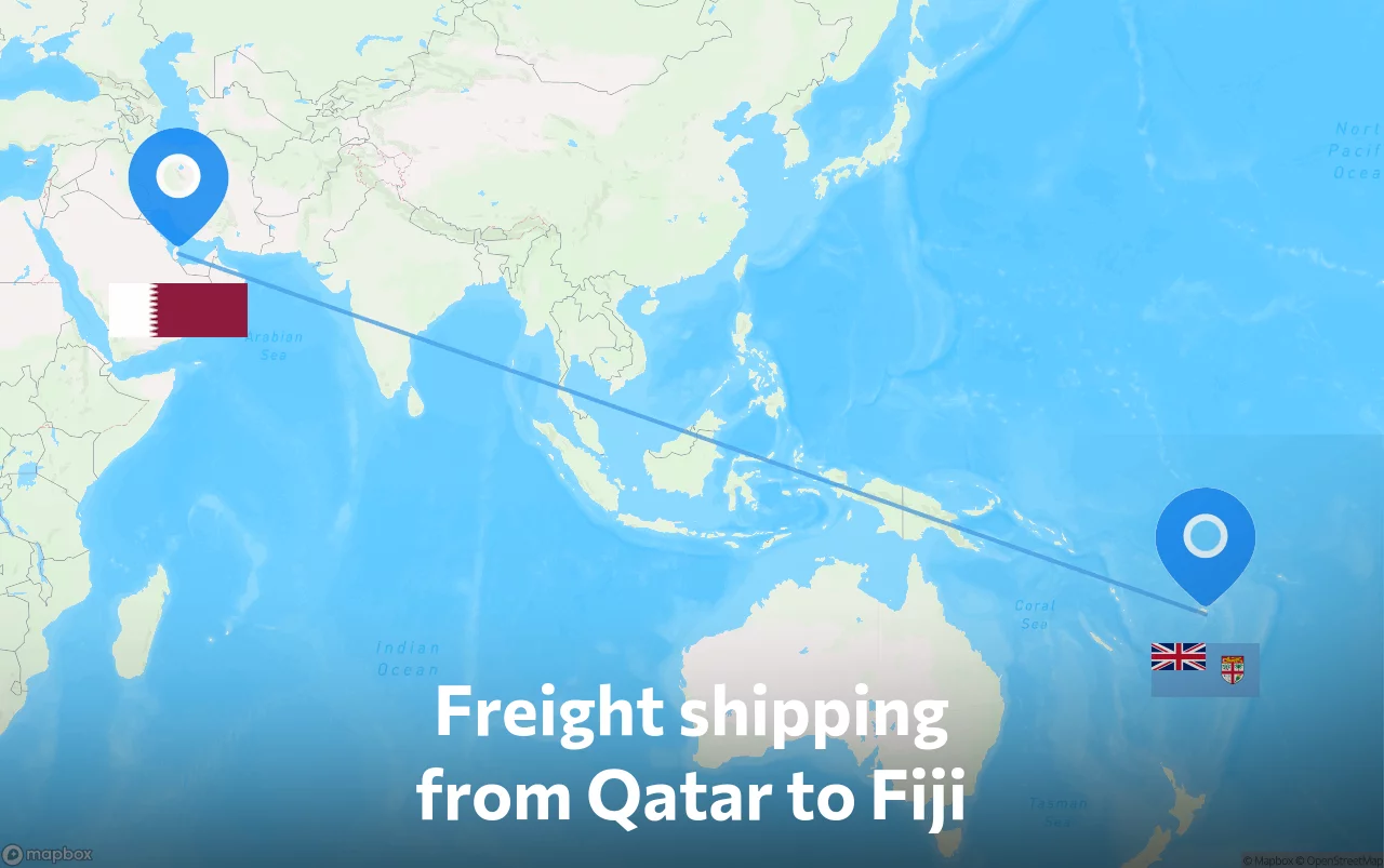 Shipping route from Qatar to Fiji