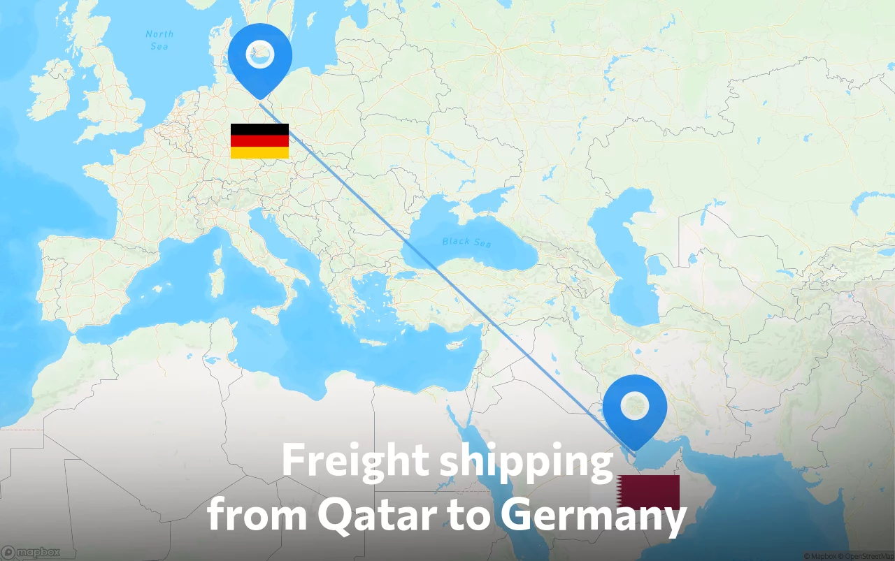 Shipping route from Qatar to Germany