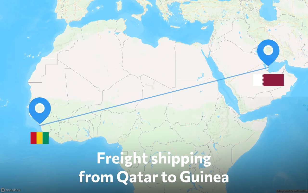 Shipping route from Qatar to Guinea