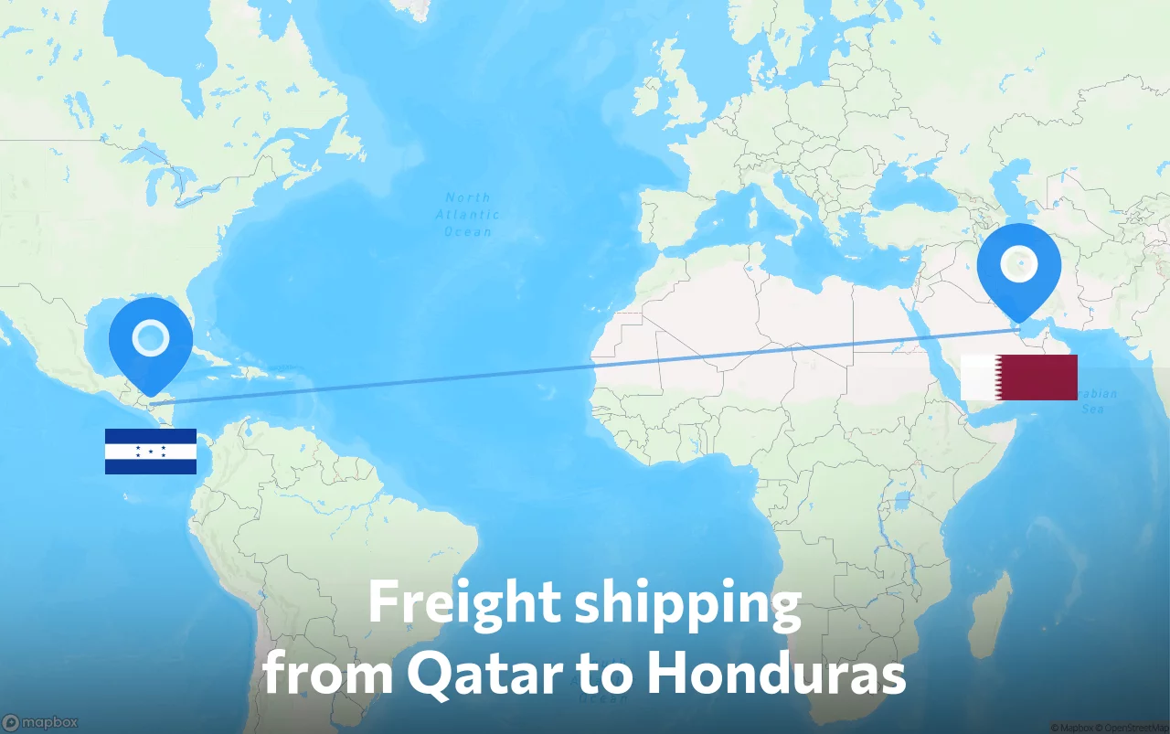 Shipping route from Qatar to Honduras