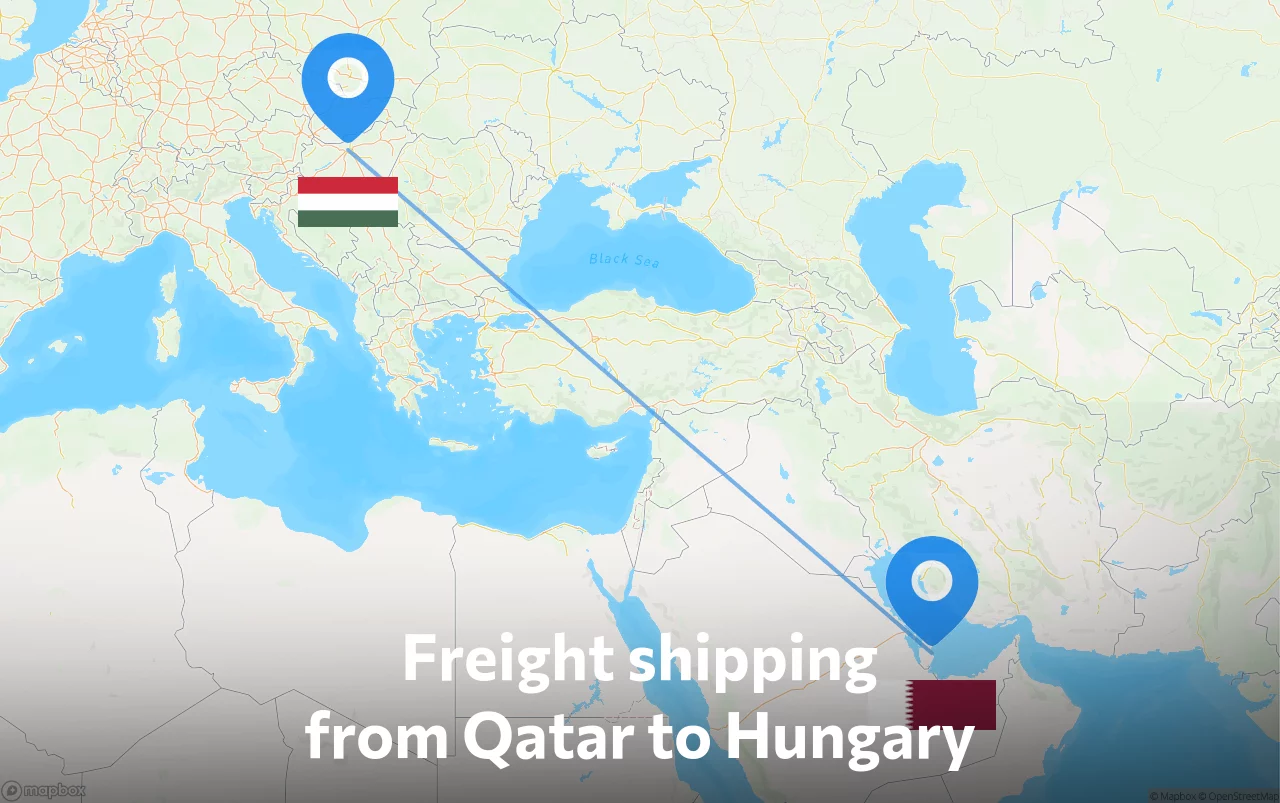 Shipping route from Qatar to Hungary