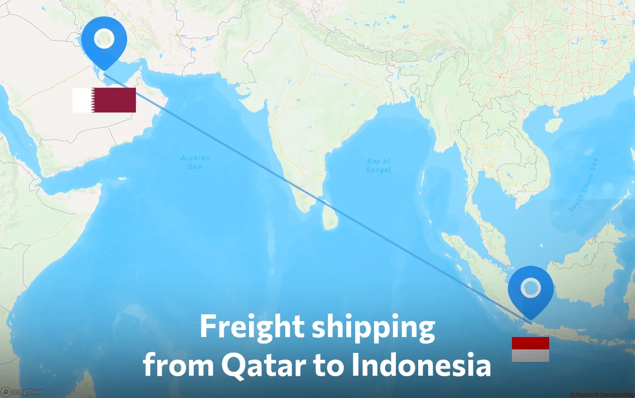 Shipping route from Qatar to Indonesia