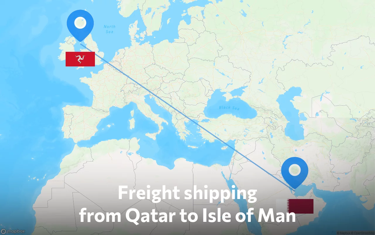 Shipping route from Qatar to Isle of Man