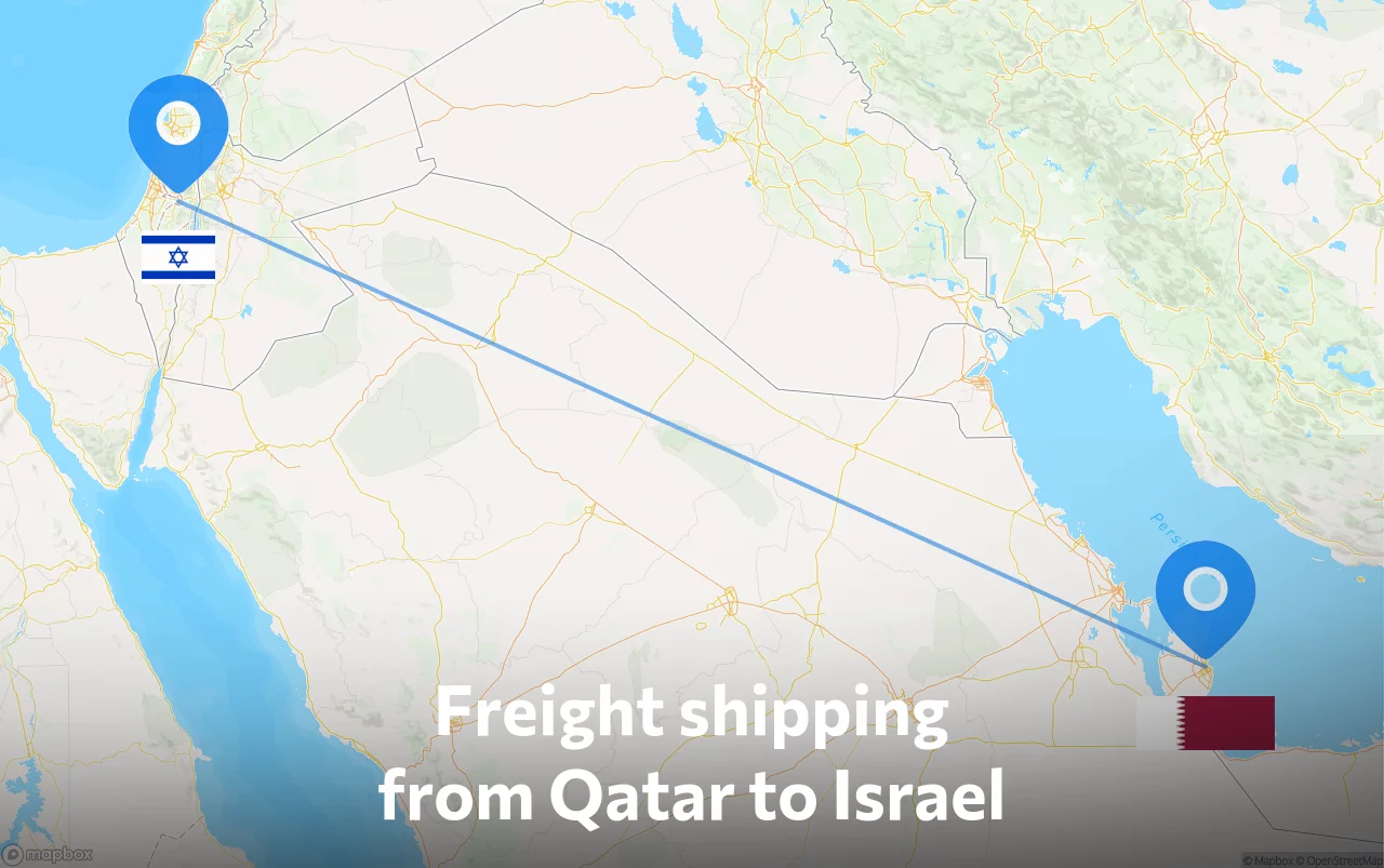 Shipping route from Qatar to Israel