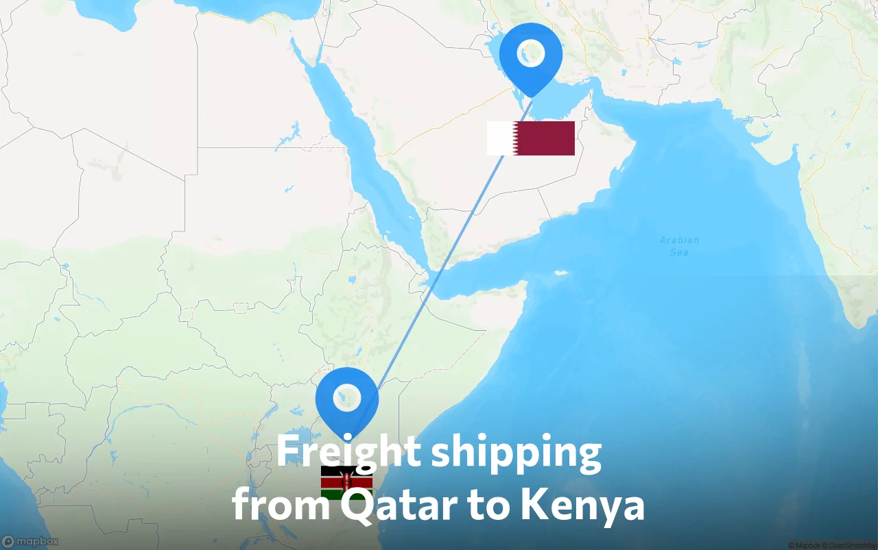 Shipping route from Qatar to Kenya