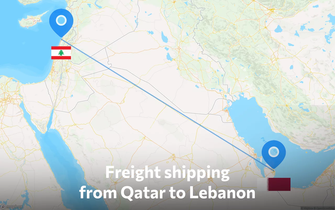 Shipping route from Qatar to Lebanon