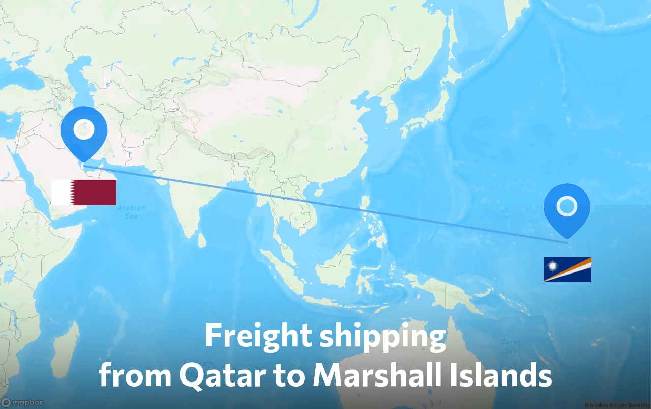 Shipping route from Qatar to Marshall Islands