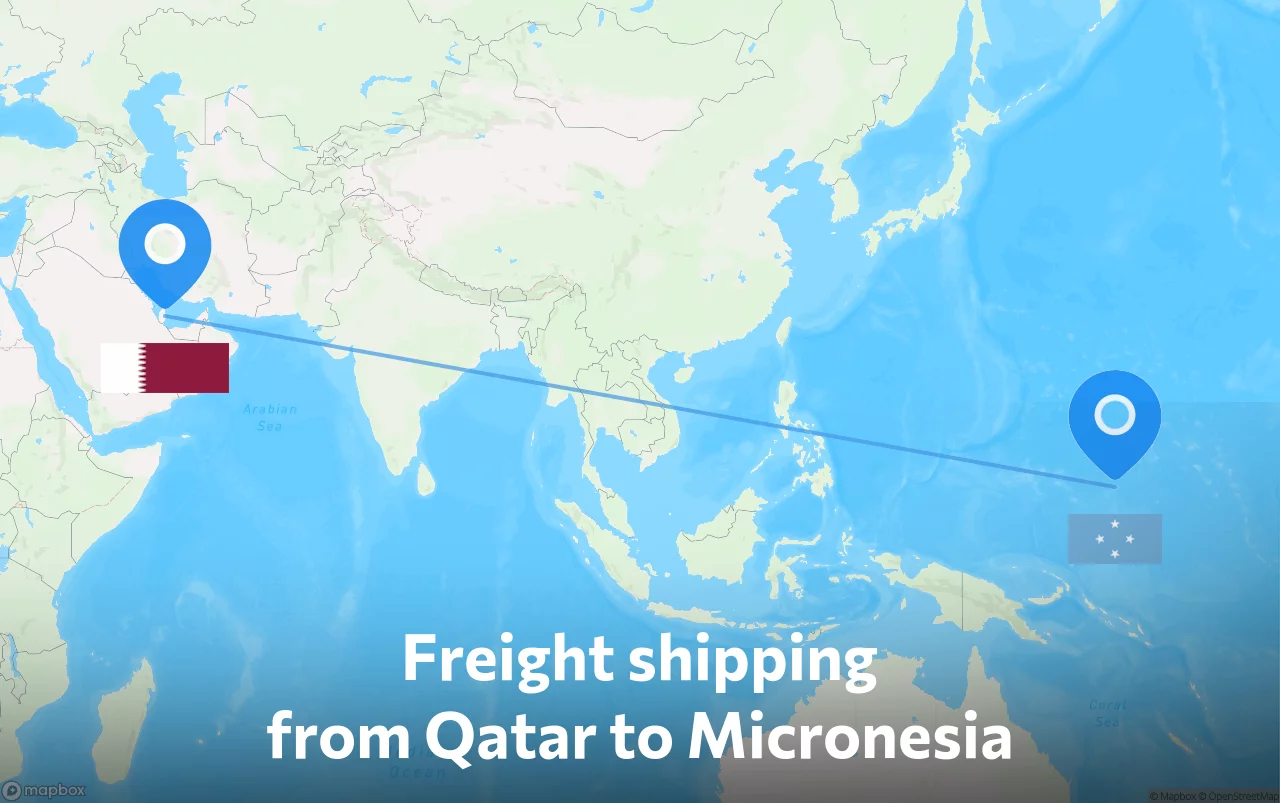 Shipping route from Qatar to Micronesia