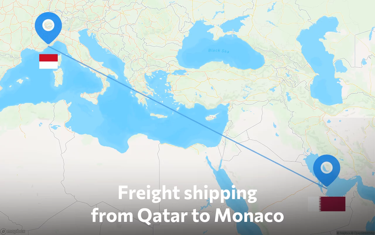 Shipping route from Qatar to Monaco