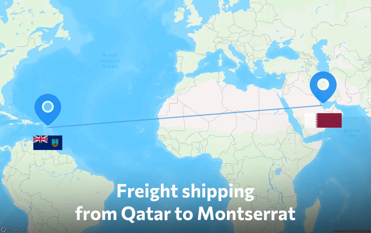 Shipping route from Qatar to Montserrat