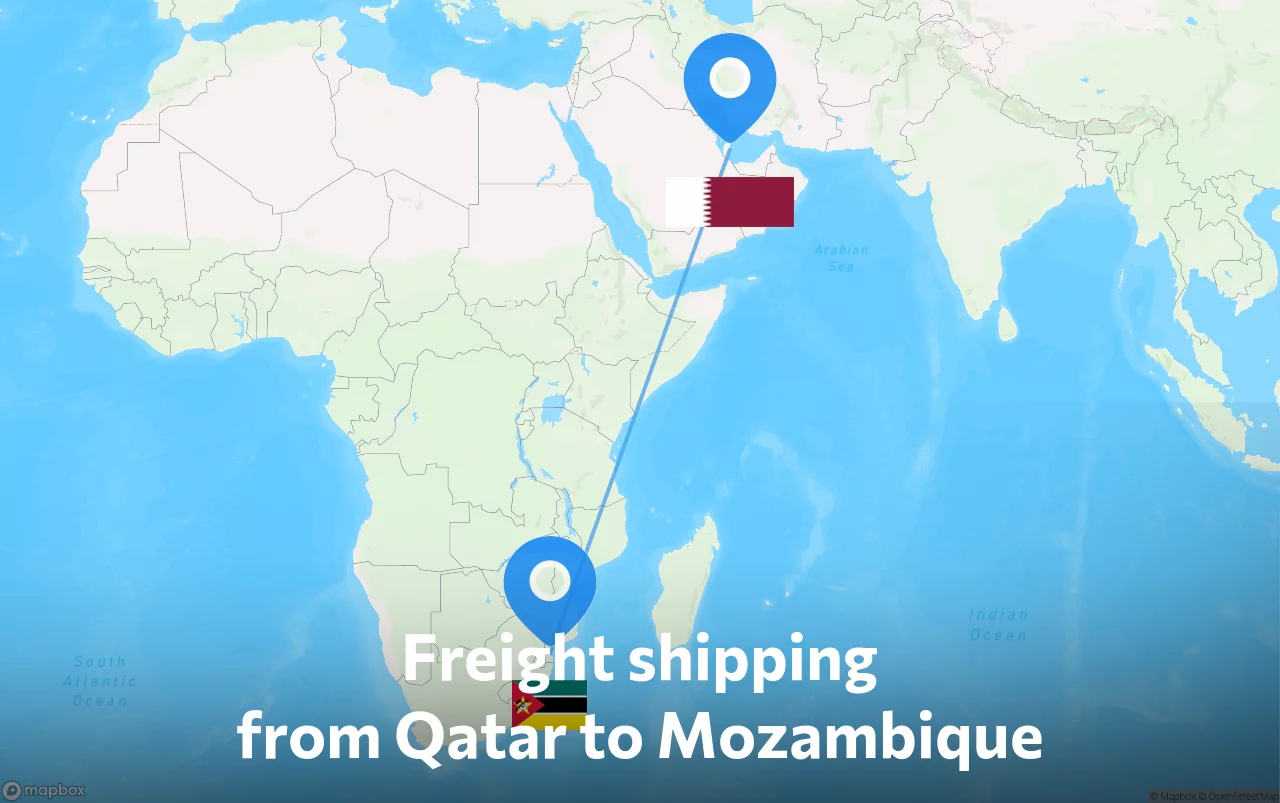 Shipping route from Qatar to Mozambique