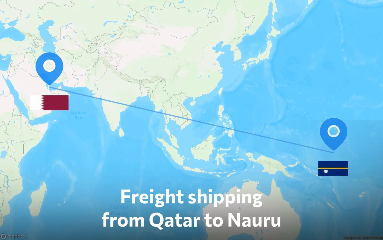 Shipping route from Qatar to Nauru