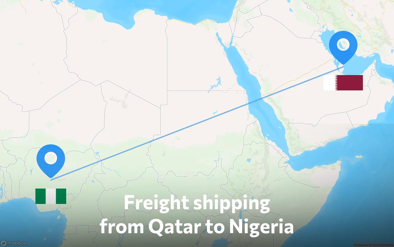 Shipping route from Qatar to Nigeria