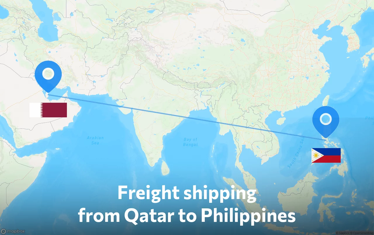 Shipping route from Qatar to Philippines