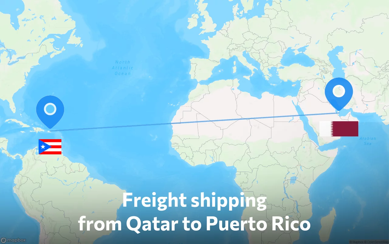 Shipping route from Qatar to Puerto Rico