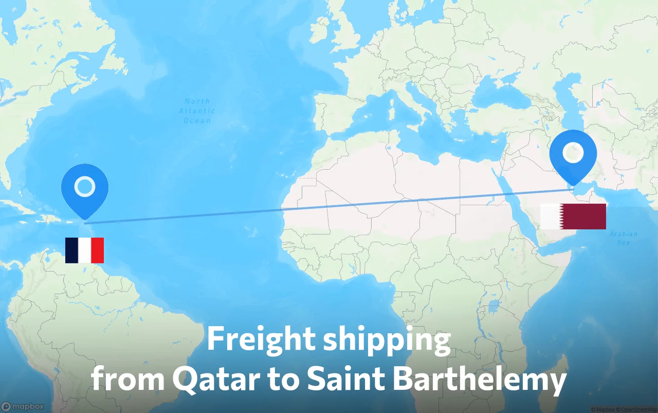 Shipping route from Qatar to Saint Barthelemy