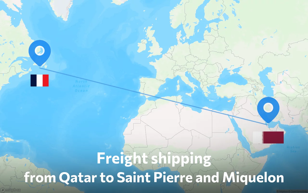 Shipping route from Qatar to Saint Pierre and Miquelon