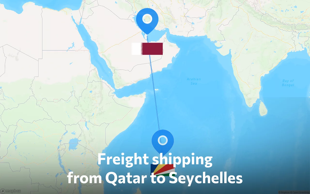 Shipping route from Qatar to Seychelles