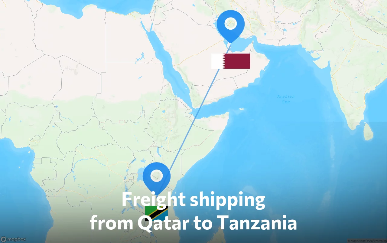 Shipping route from Qatar to Tanzania