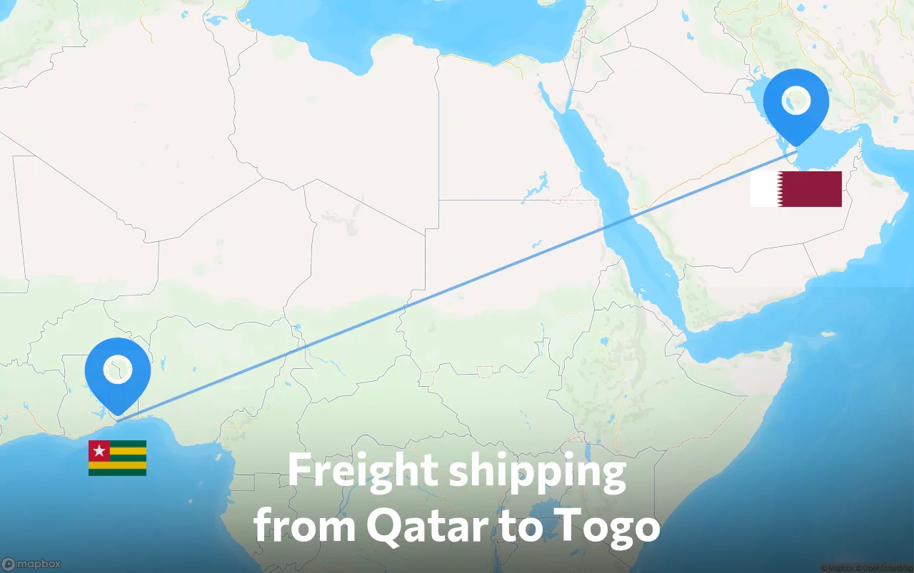Shipping route from Qatar to Togo