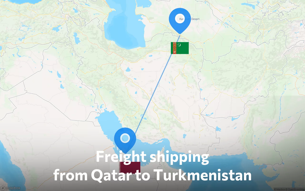 Shipping route from Qatar to Turkmenistan
