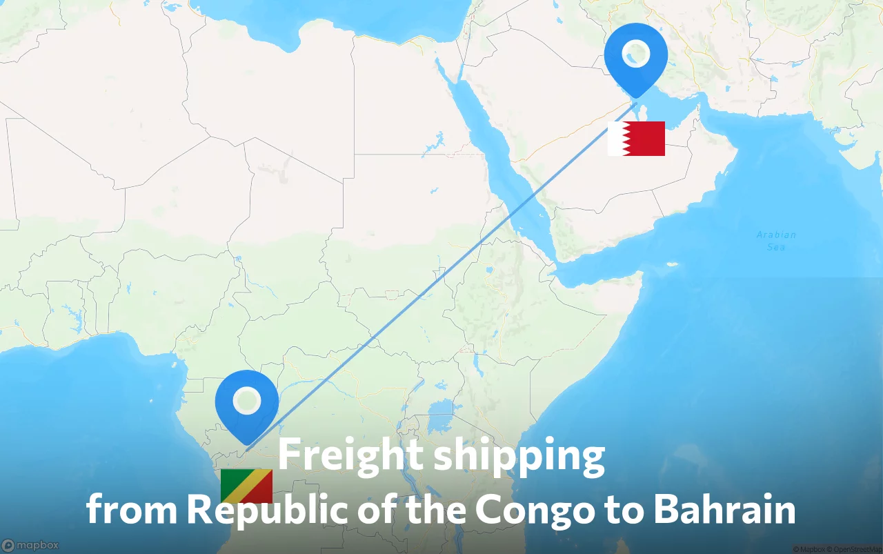 Shipping route from Republic of the Congo to Bahrain