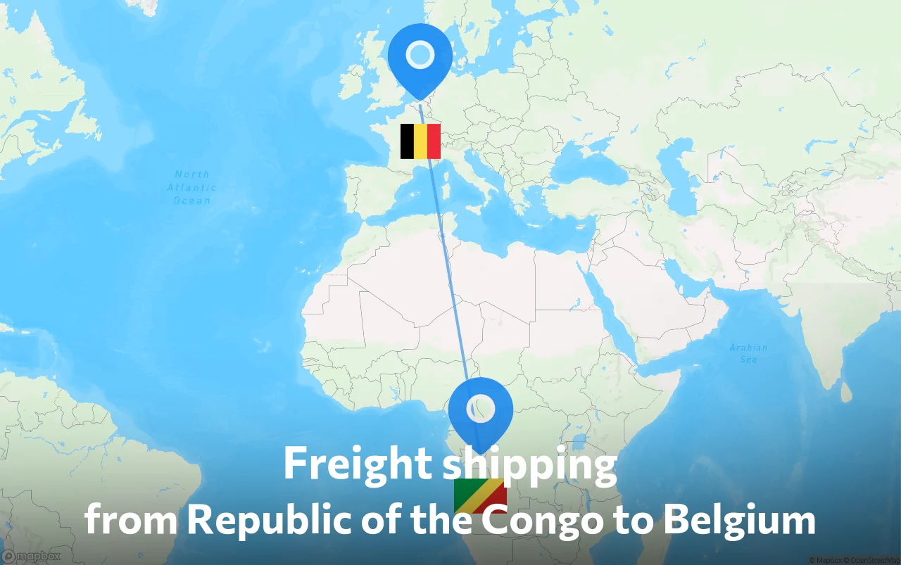 Shipping route from Republic of the Congo to Belgium