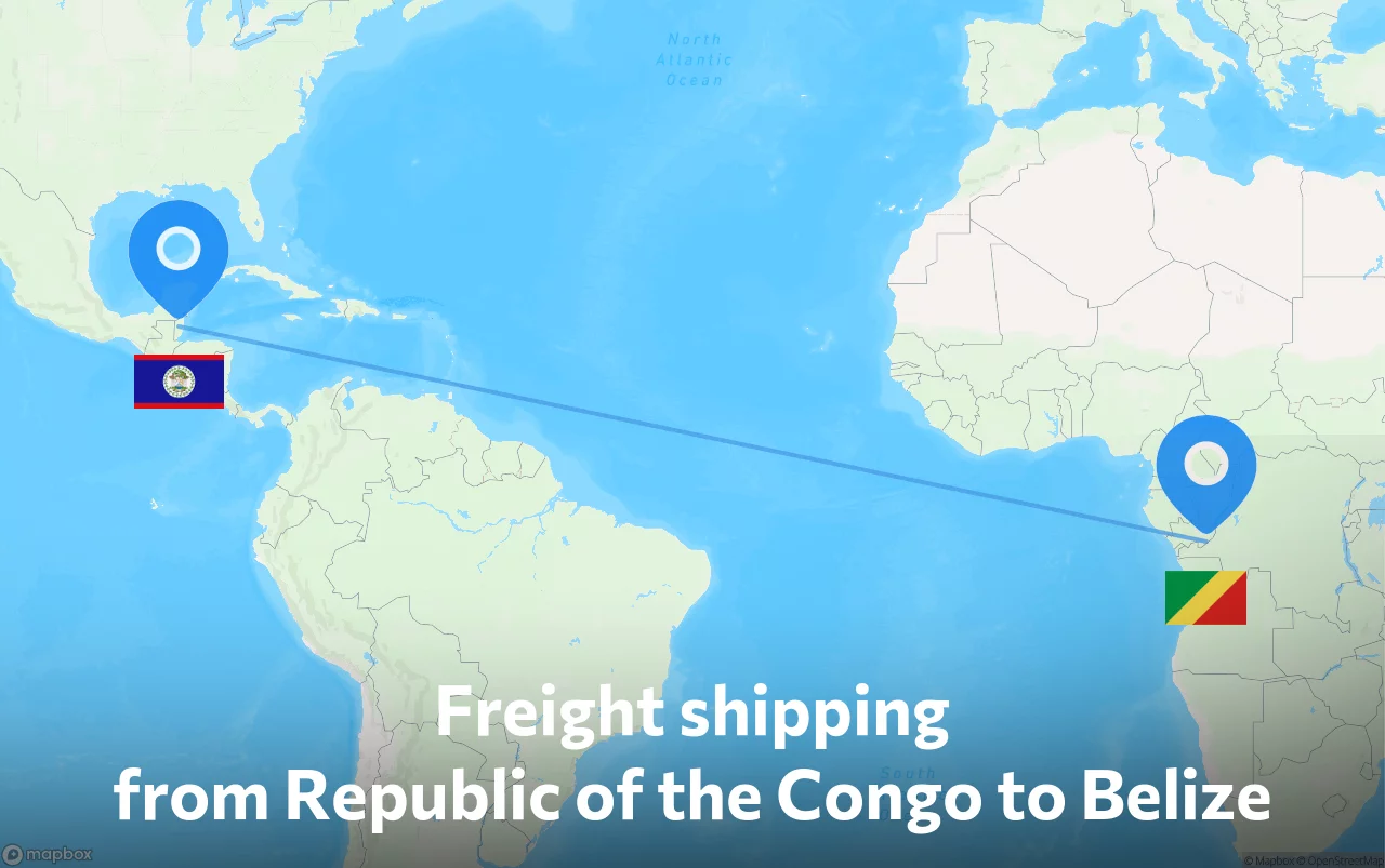 Shipping route from Republic of the Congo to Belize