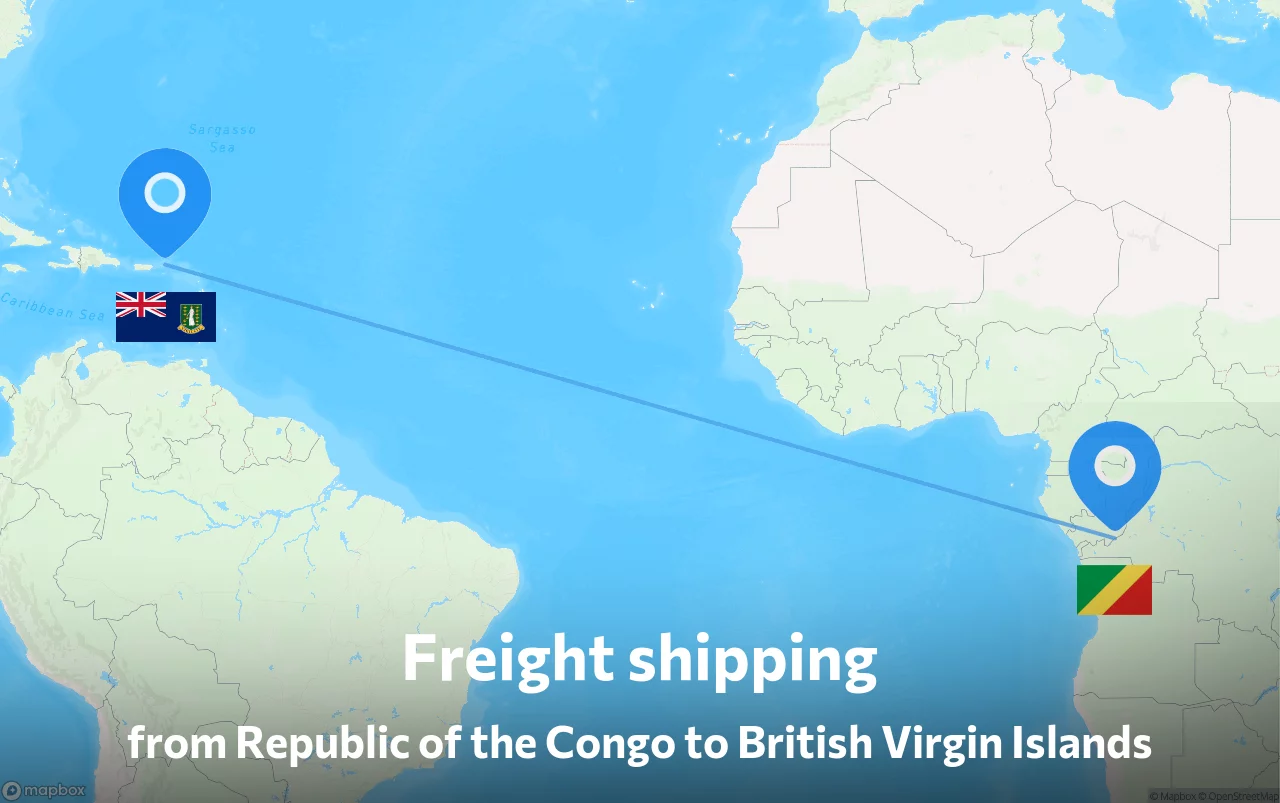 Shipping route from Republic of the Congo to British Virgin Islands