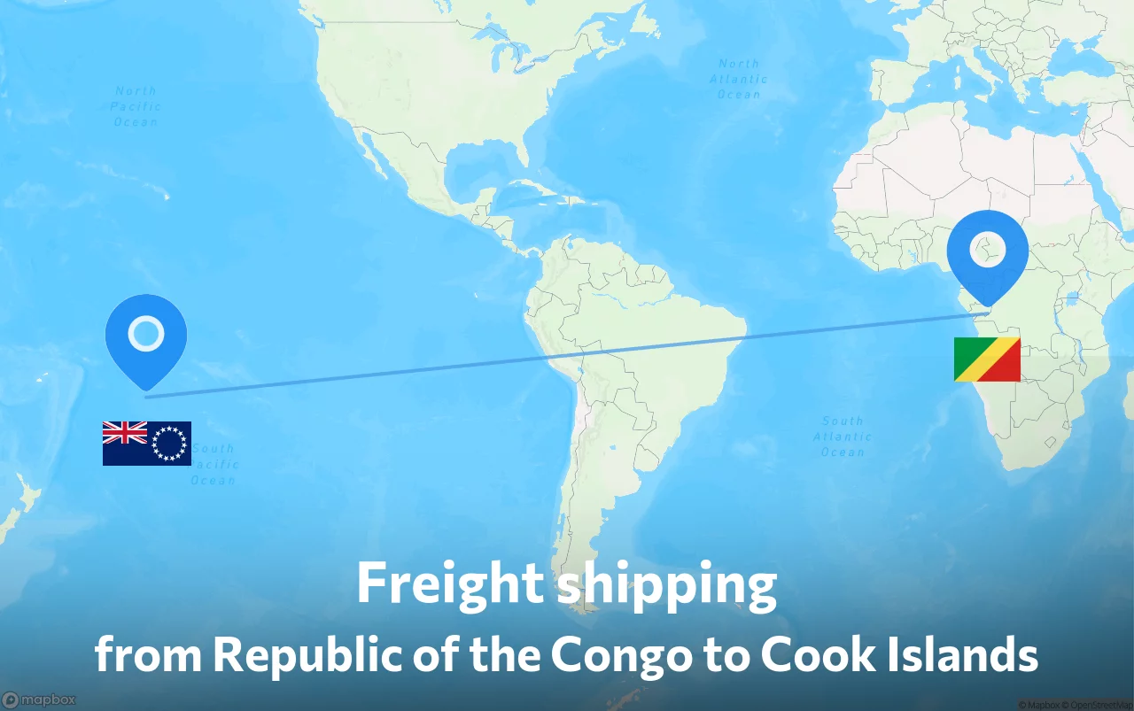 Shipping route from Republic of the Congo to Cook Islands