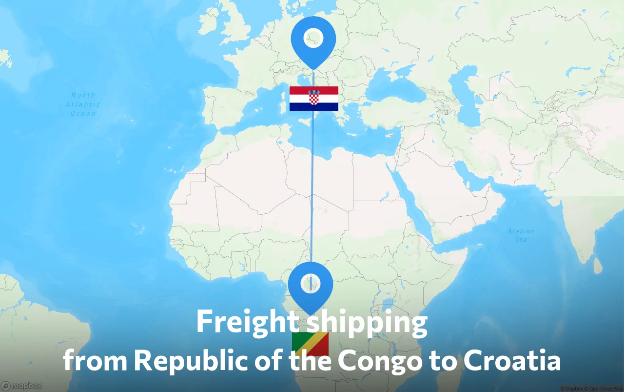 Shipping route from Republic of the Congo to Croatia