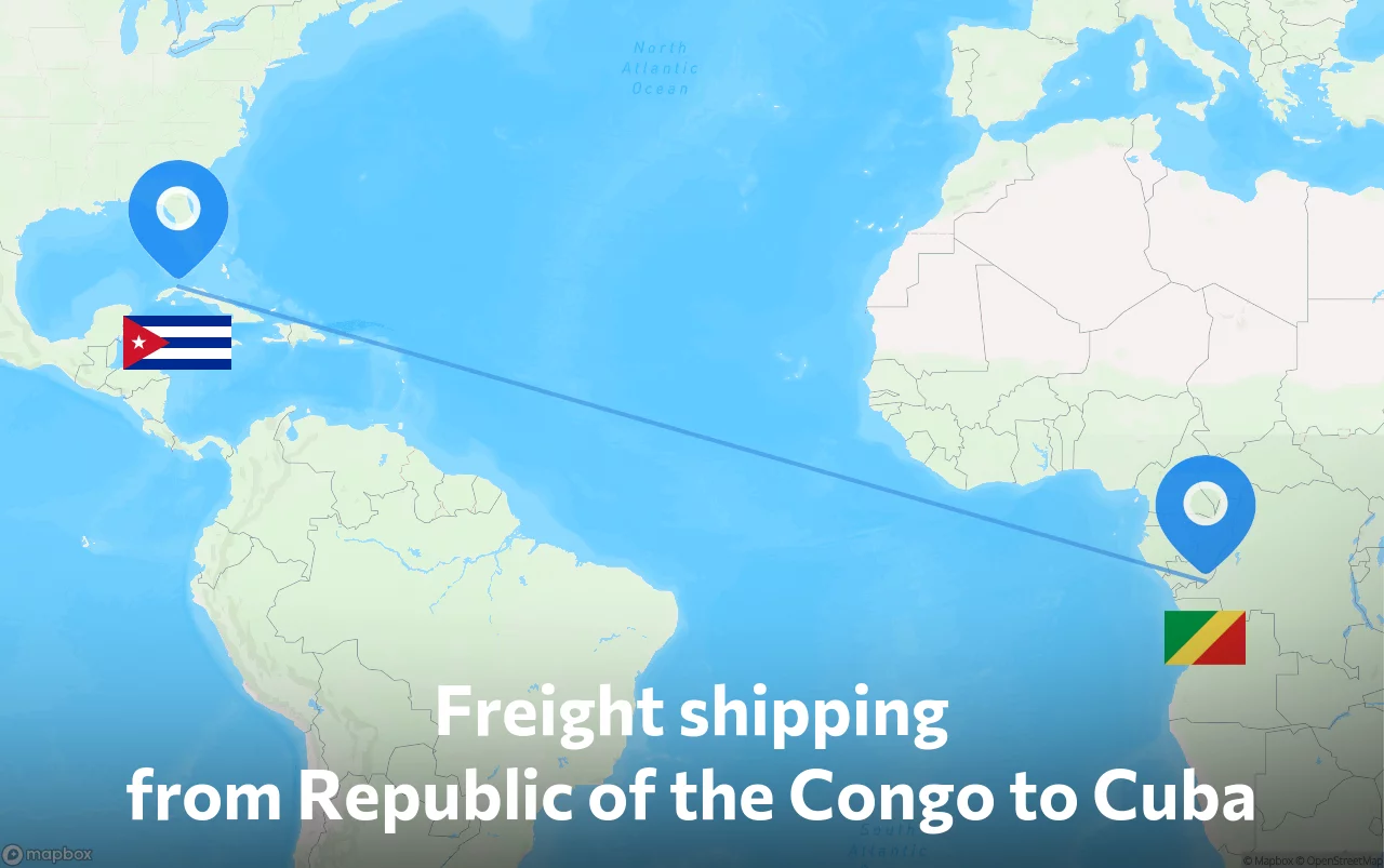 Shipping route from Republic of the Congo to Cuba
