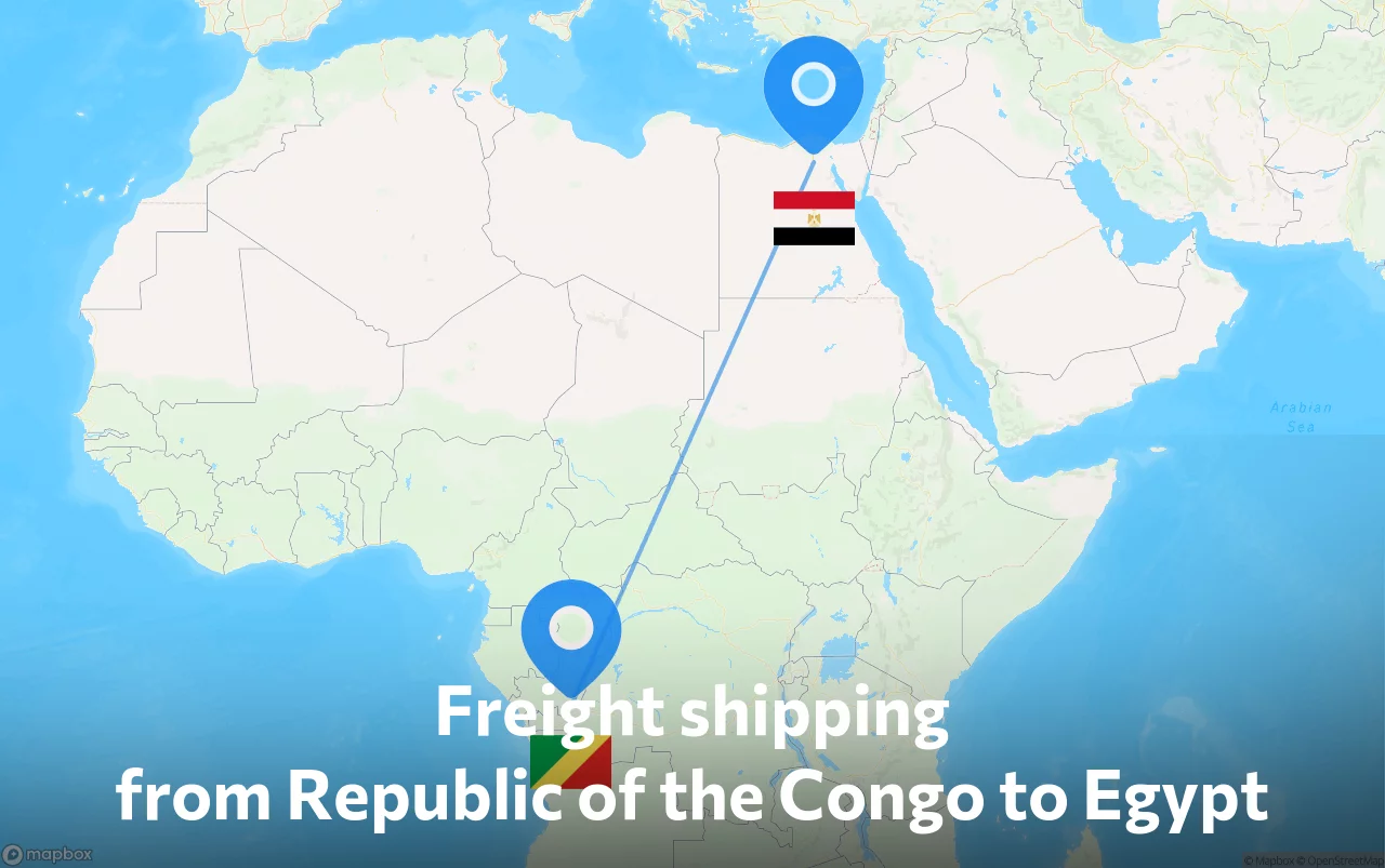 Shipping route from Republic of the Congo to Egypt