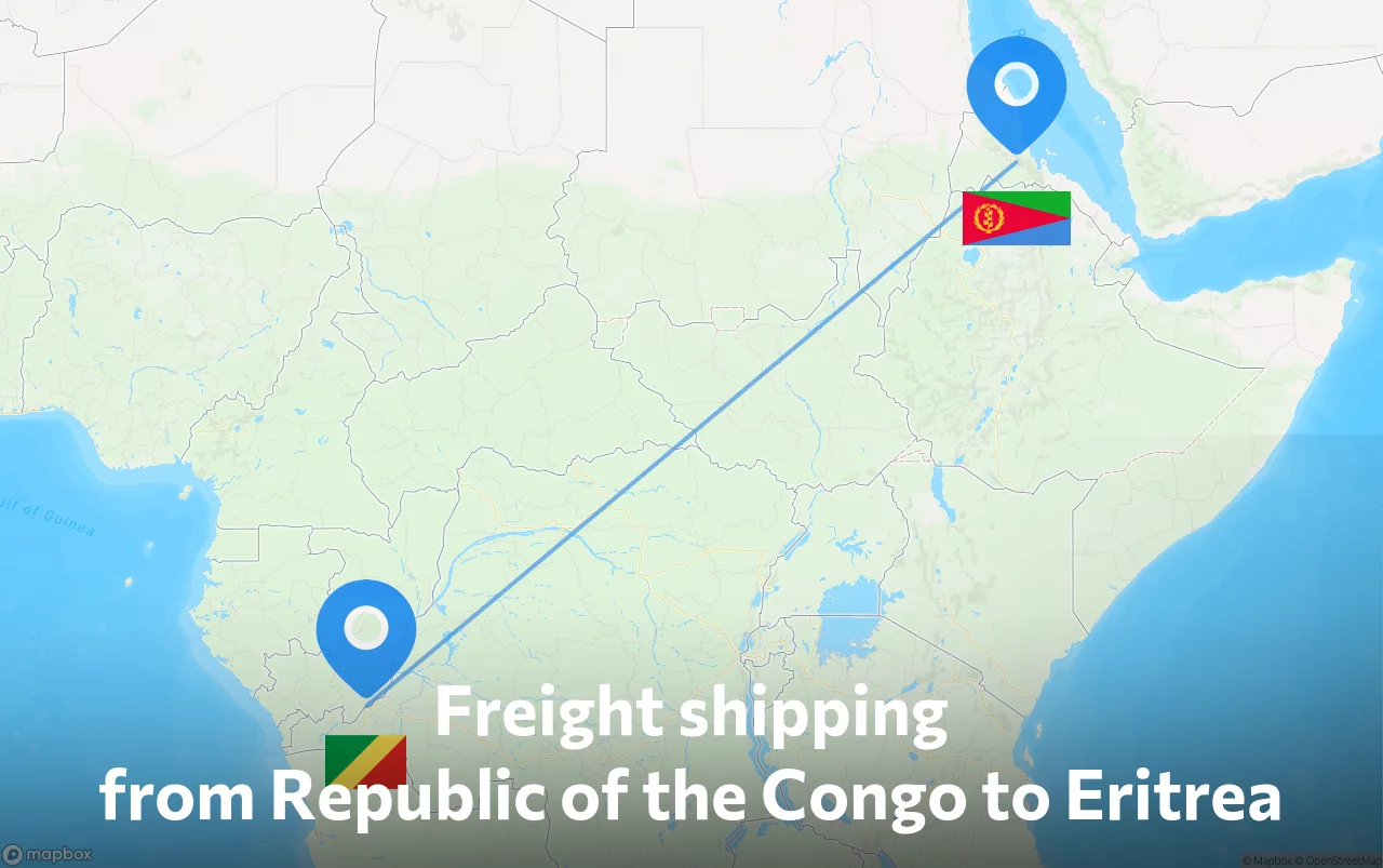 Shipping route from Republic of the Congo to Eritrea