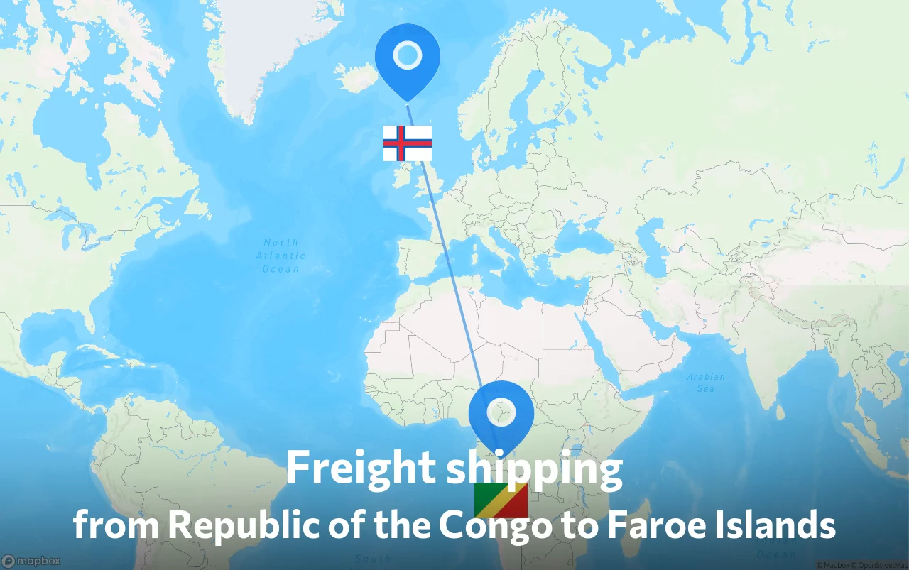 Shipping route from Republic of the Congo to Faroe Islands