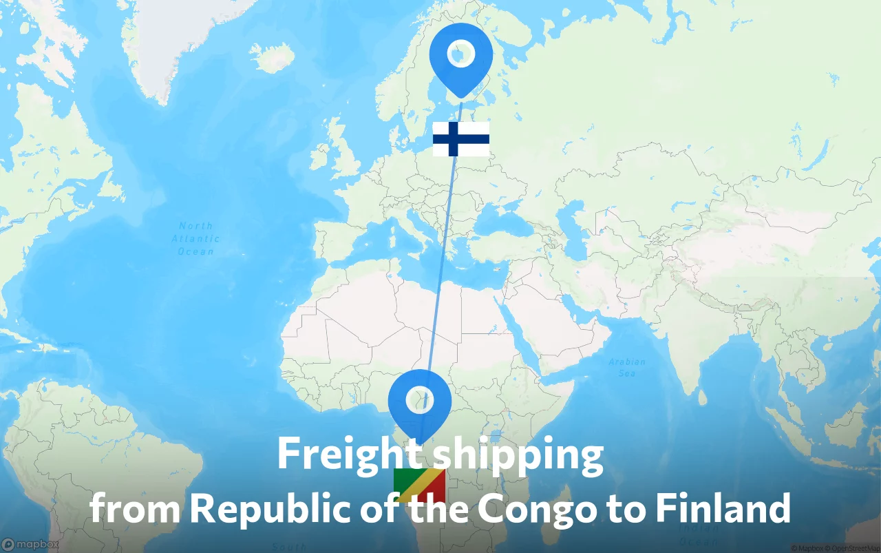 Shipping route from Republic of the Congo to Finland
