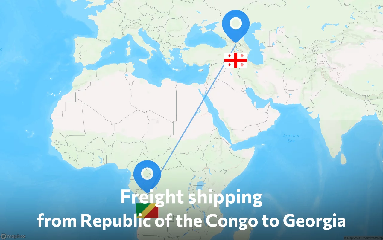 Shipping route from Republic of the Congo to Georgia