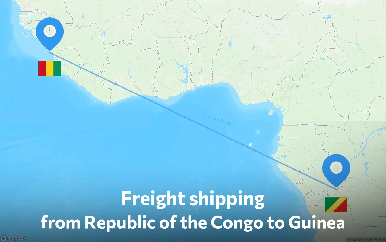Shipping route from Republic of the Congo to Guinea