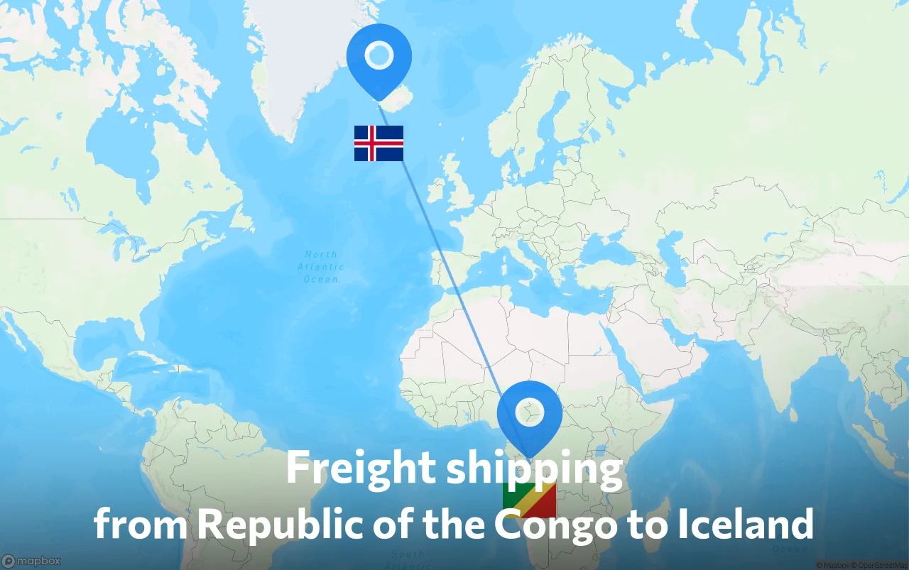 Shipping route from Republic of the Congo to Iceland
