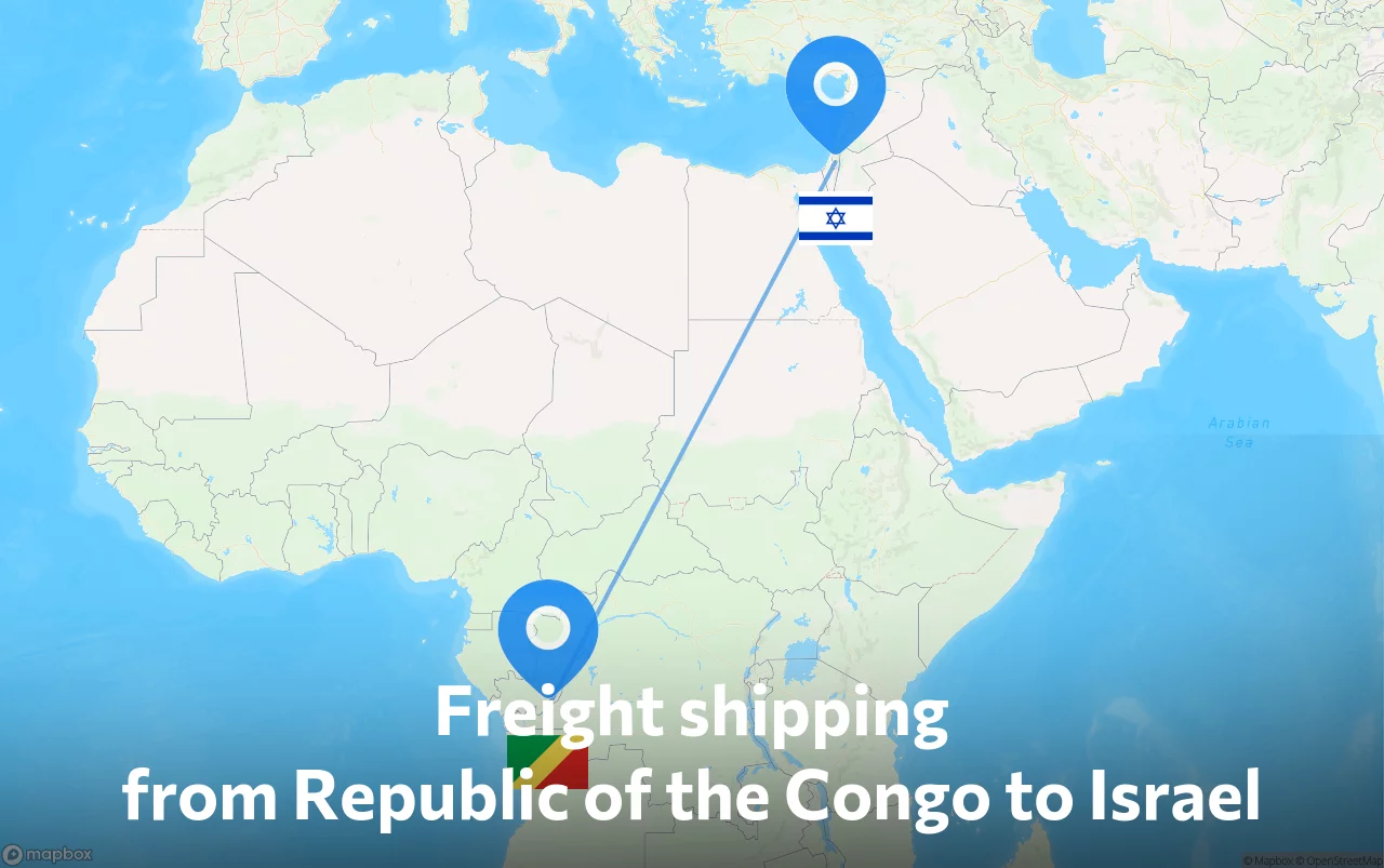Shipping route from Republic of the Congo to Israel