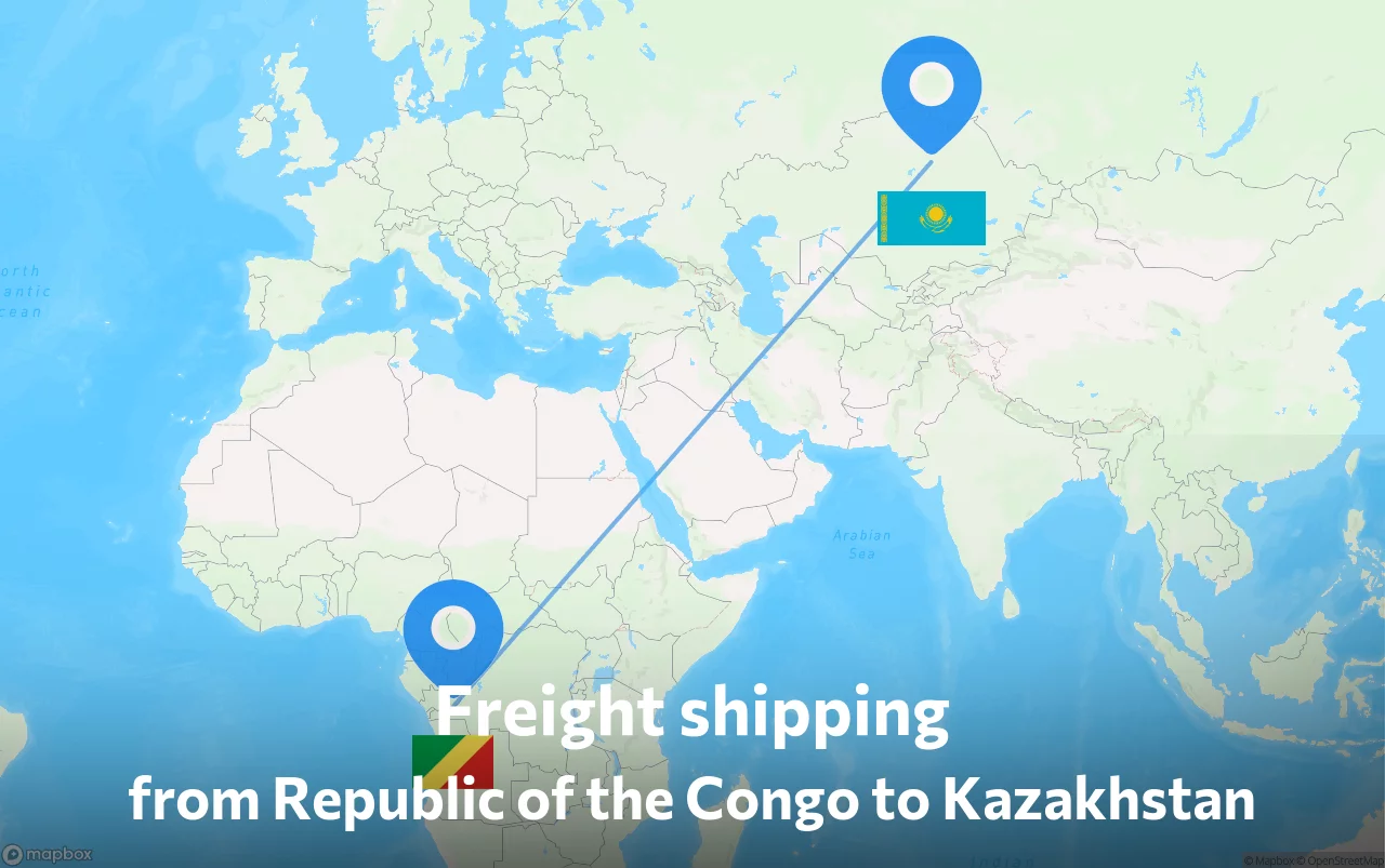 Shipping route from Republic of the Congo to Kazakhstan