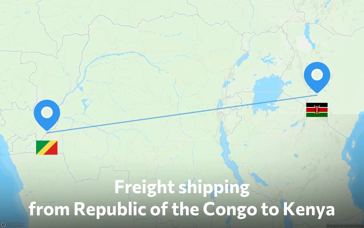 Shipping route from Republic of the Congo to Kenya