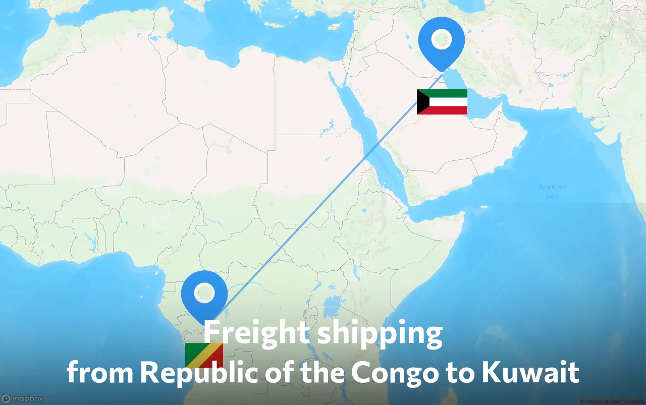 Shipping route from Republic of the Congo to Kuwait