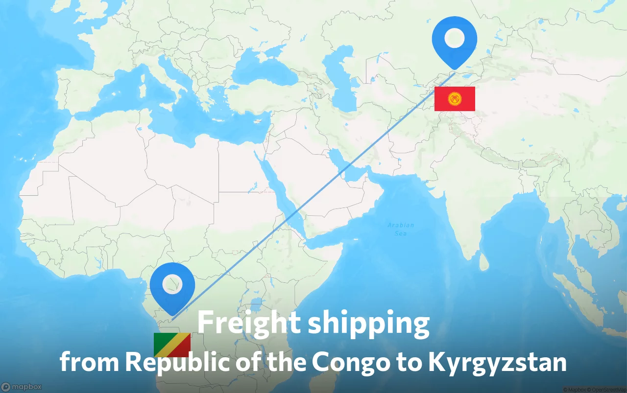 Shipping route from Republic of the Congo to Kyrgyzstan