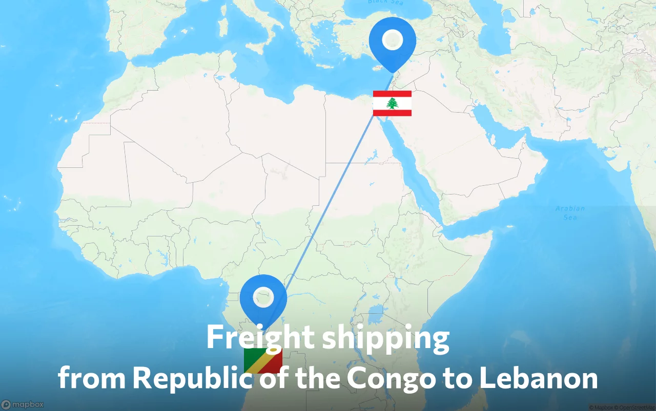 Shipping route from Republic of the Congo to Lebanon