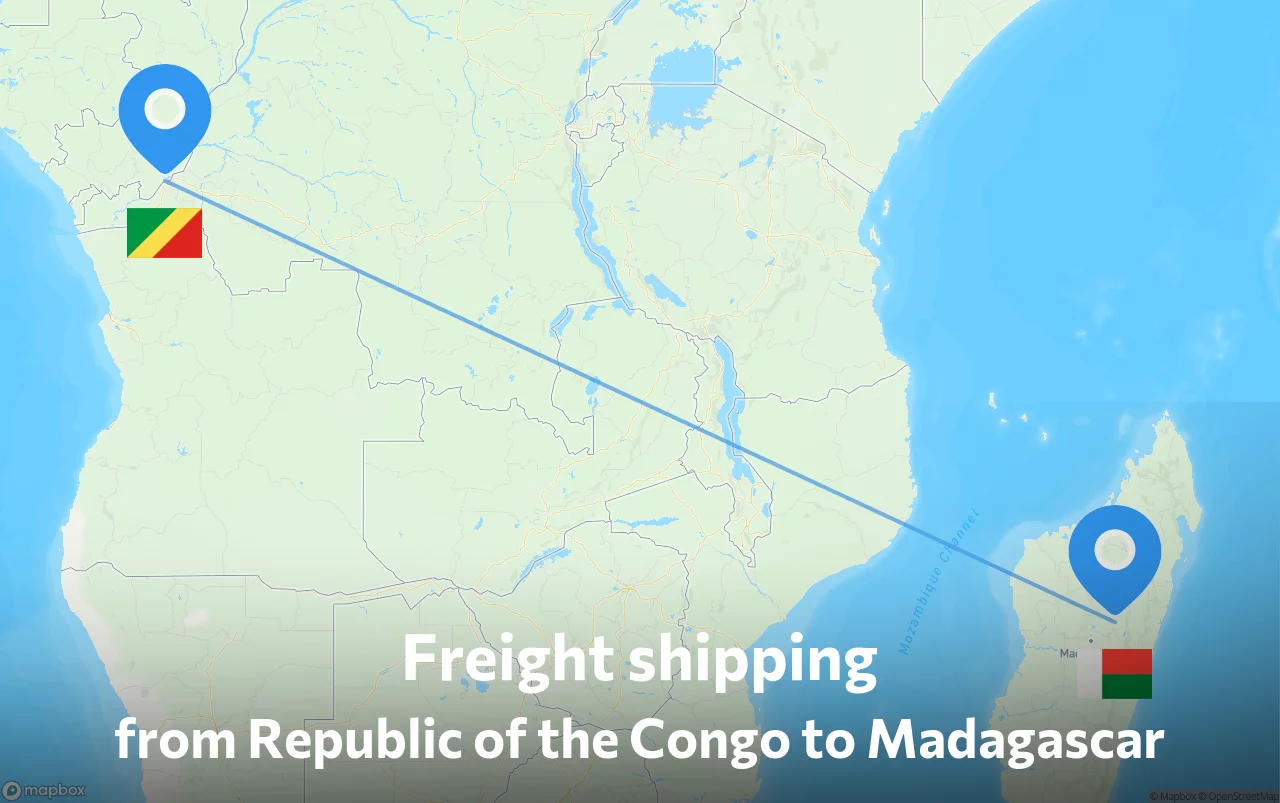 Shipping route from Republic of the Congo to Madagascar
